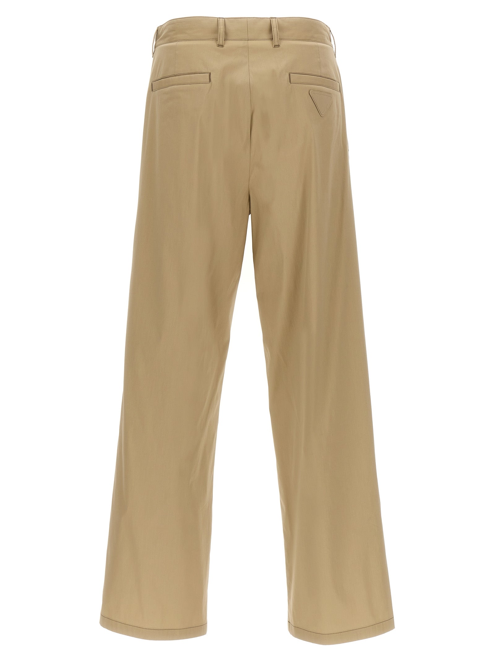 Beige Cotton Casual Pants
