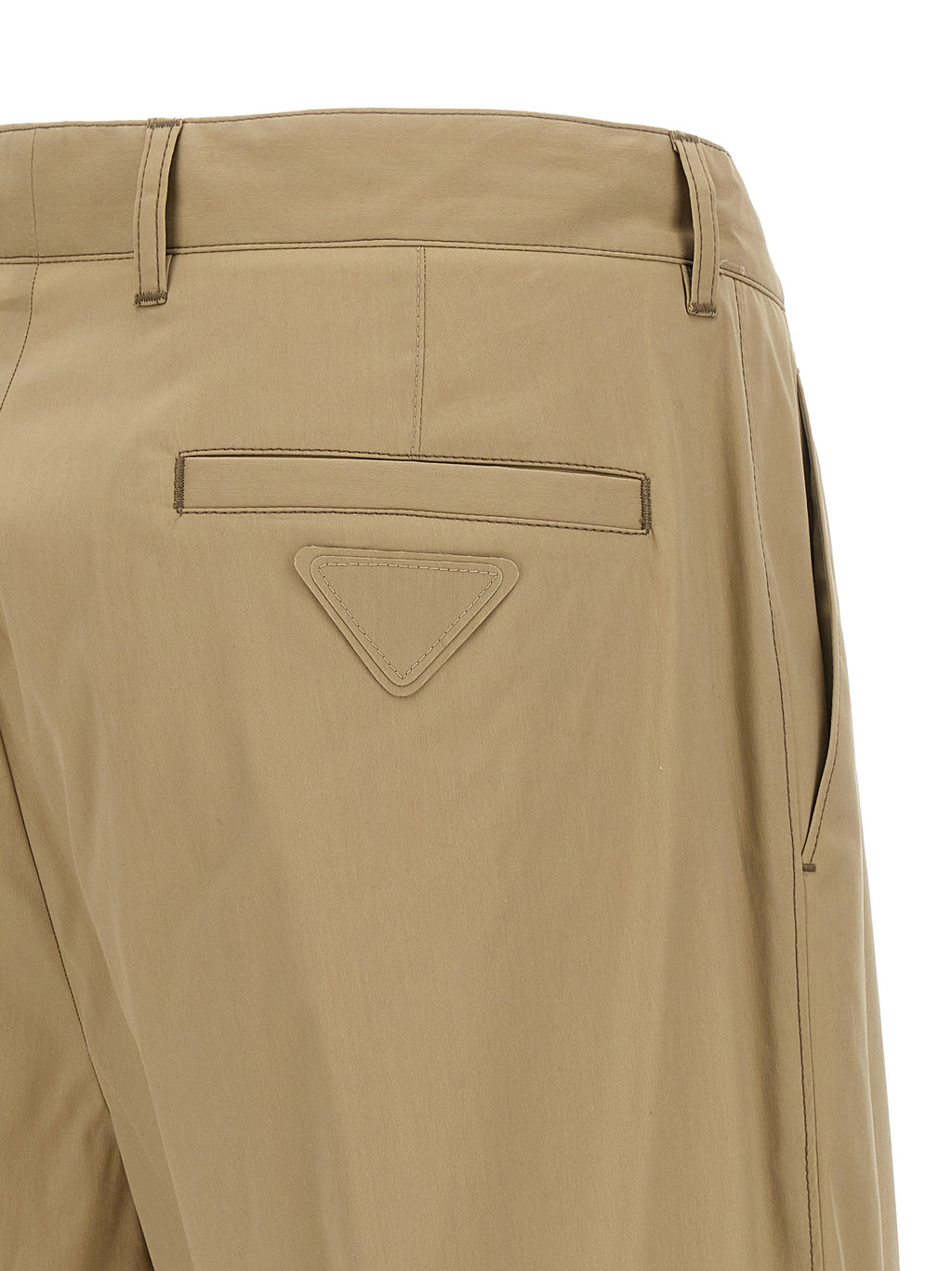 Beige Cotton Casual Pants