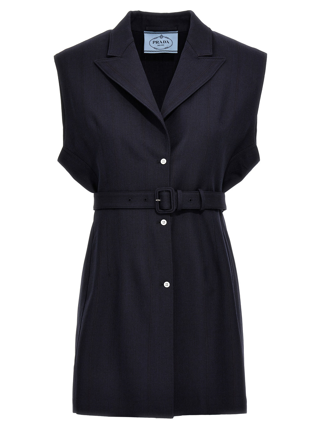 Blue Virgin Wool Sleeveless Jacket