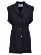 Blue Virgin Wool Sleeveless Jacket