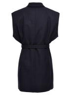 Blue Virgin Wool Sleeveless Jacket