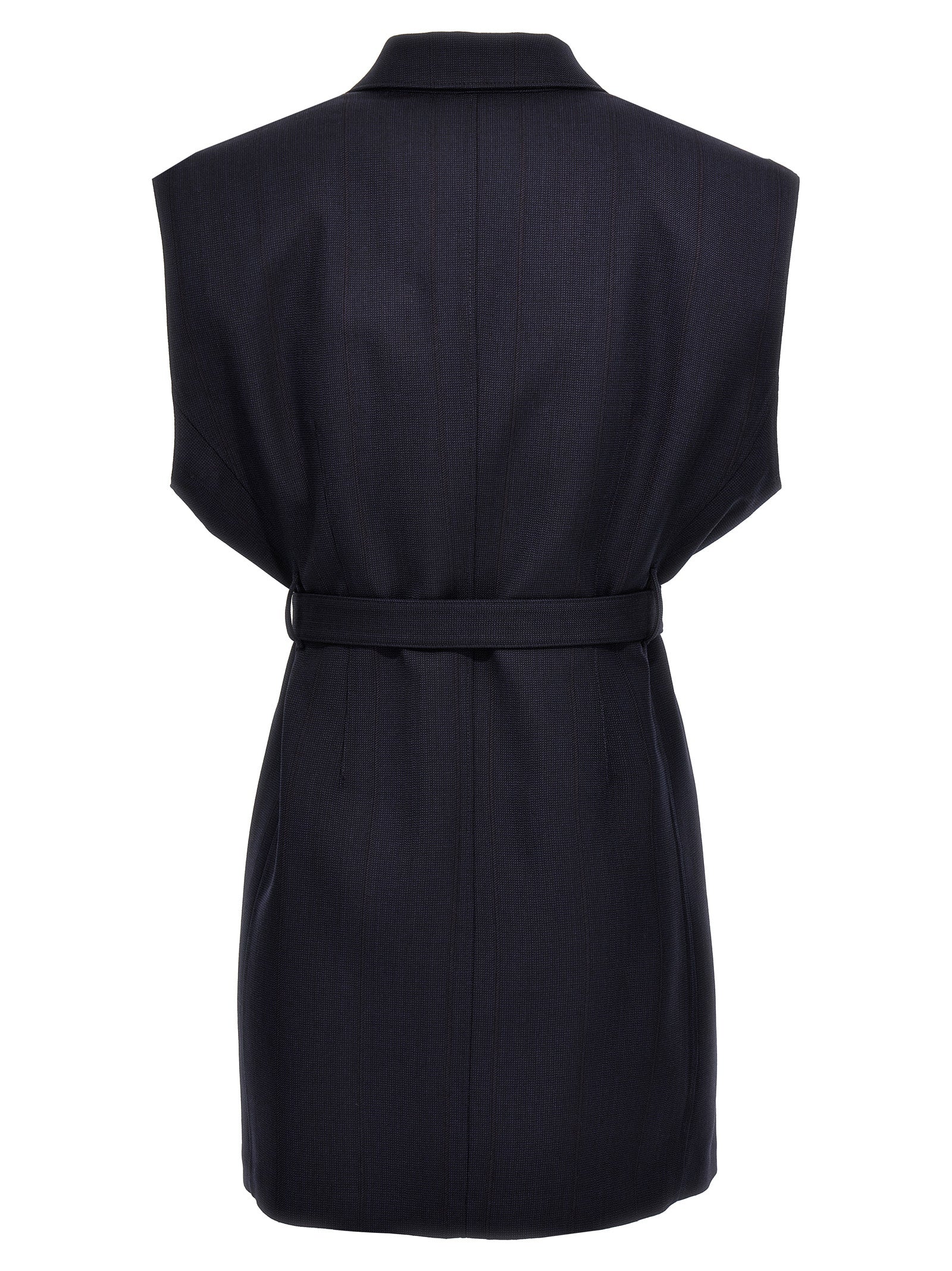 Blue Virgin Wool Sleeveless Jacket