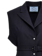 Blue Virgin Wool Sleeveless Jacket