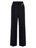 Blue Wool Casual Pants