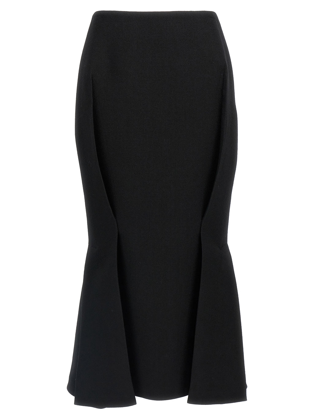 Black Virgin Wool Midi Skirt