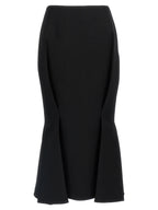 Black Virgin Wool Midi Skirt