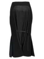 Black Virgin Wool Midi Skirt