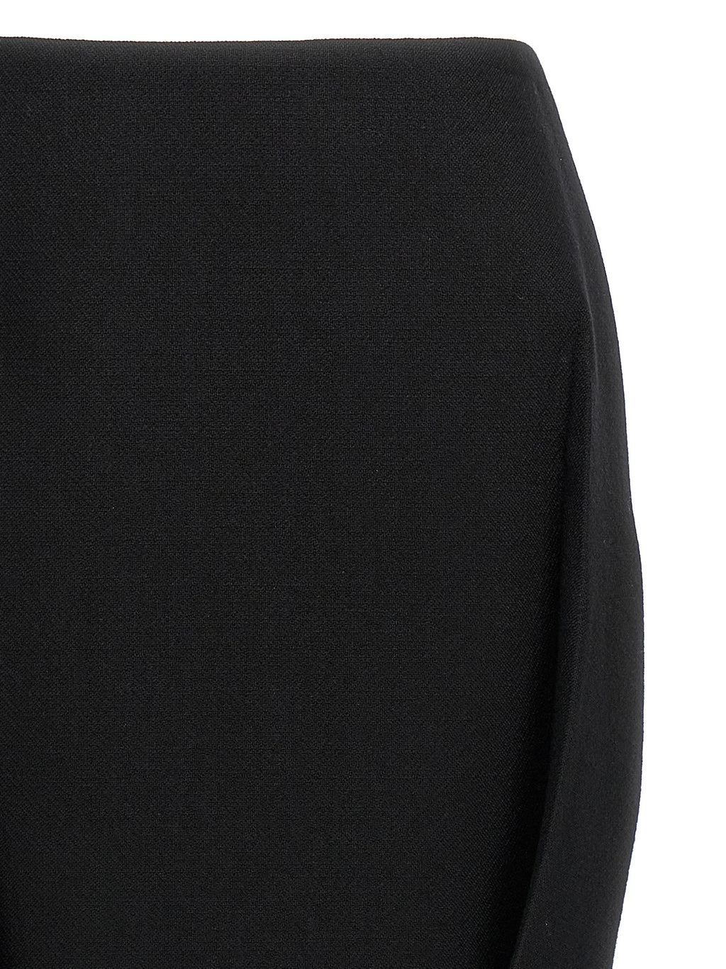 Black Virgin Wool Midi Skirt