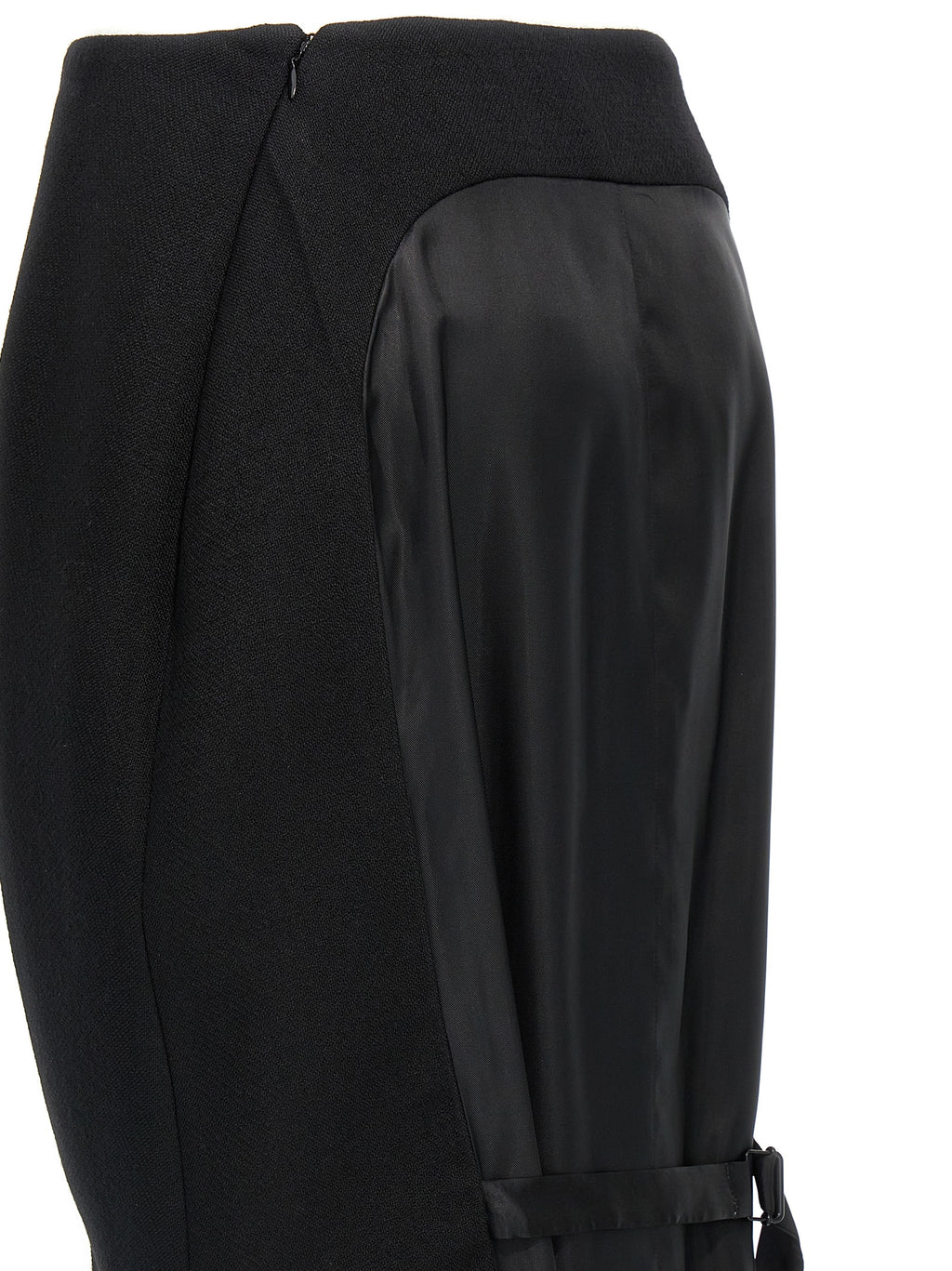 Black Virgin Wool Midi Skirt