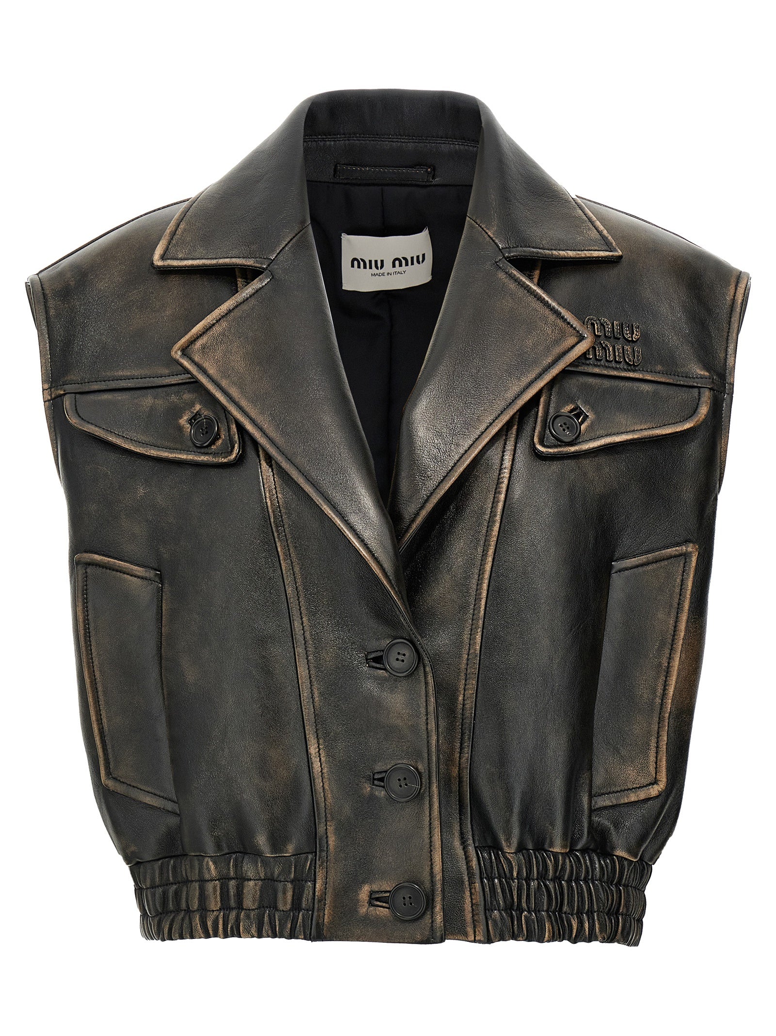 Brown Lamb Leather Sleeveless Jacket
