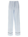 Blue Cotton Casual Pants
