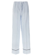 Blue Cotton Casual Pants