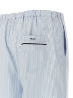 Blue Cotton Casual Pants