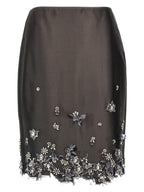 Gray Silk Midi Skirt