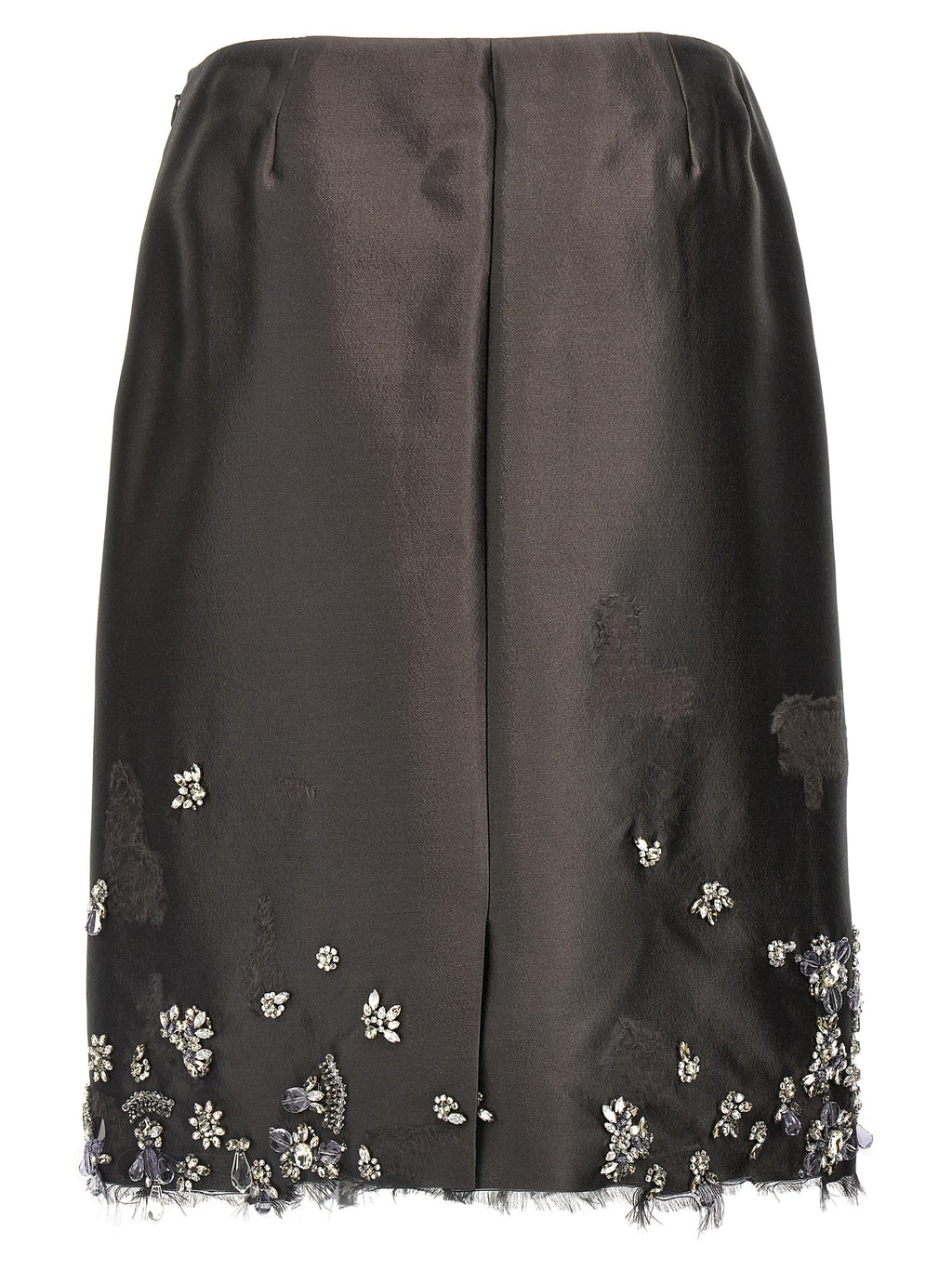 Gray Silk Midi Skirt