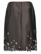 Gray Silk Midi Skirt