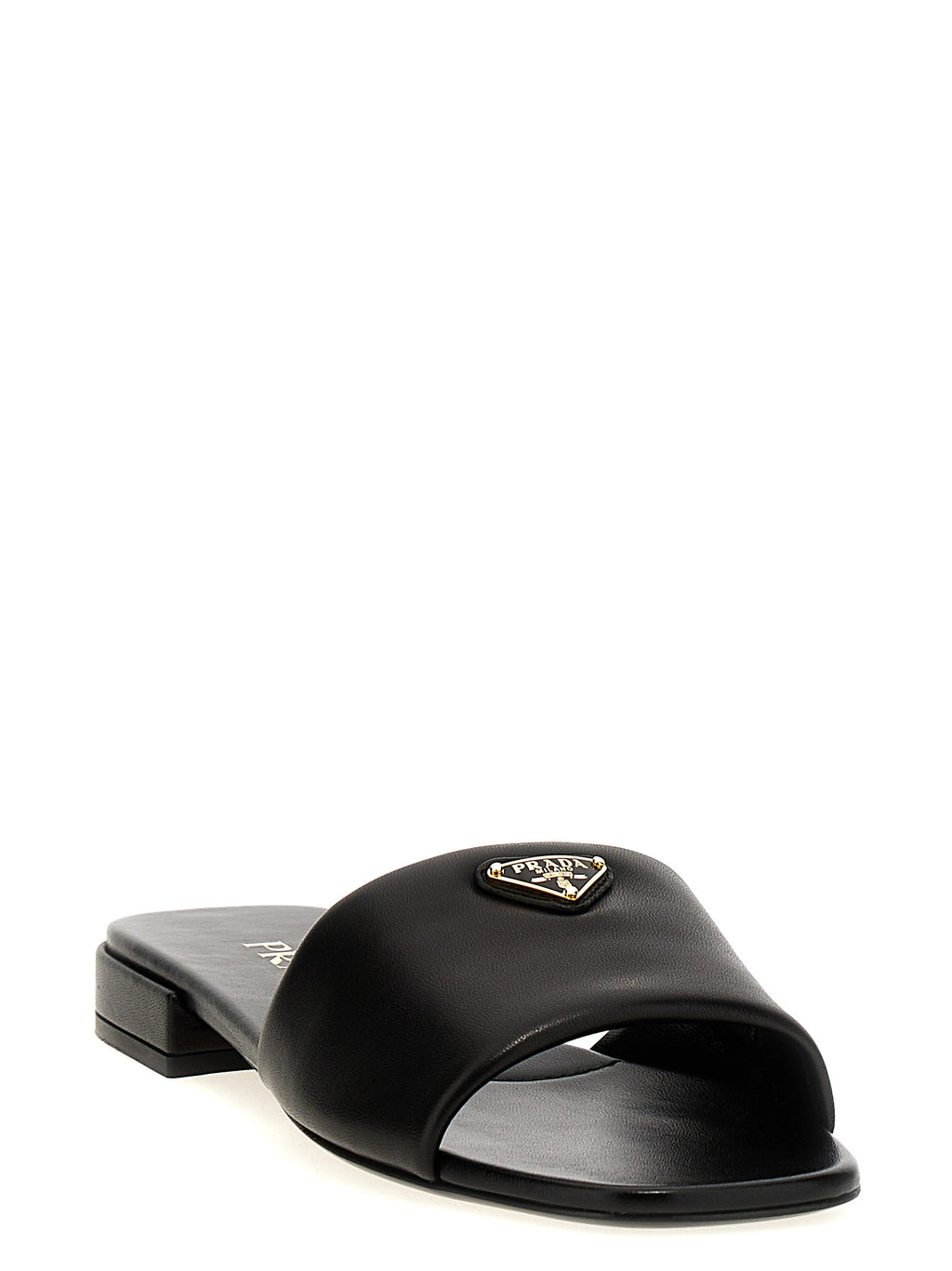 Black Lamb Leather Slides