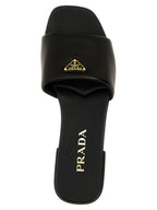 Black Lamb Leather Slides