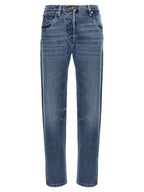 Blue Cotton Straight-Leg Jeans