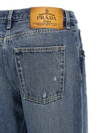 Blue Cotton Straight-Leg Jeans