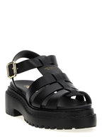 Black Calfskin Flat Sandals