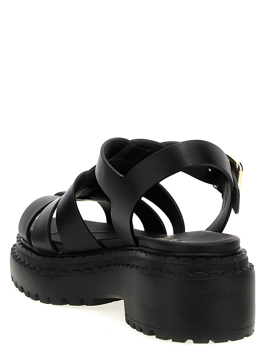 Black Calfskin Flat Sandals