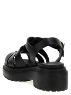 Black Calfskin Flat Sandals