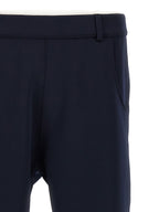 Blue Polyester Casual Pants