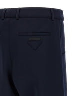 Blue Polyester Casual Pants
