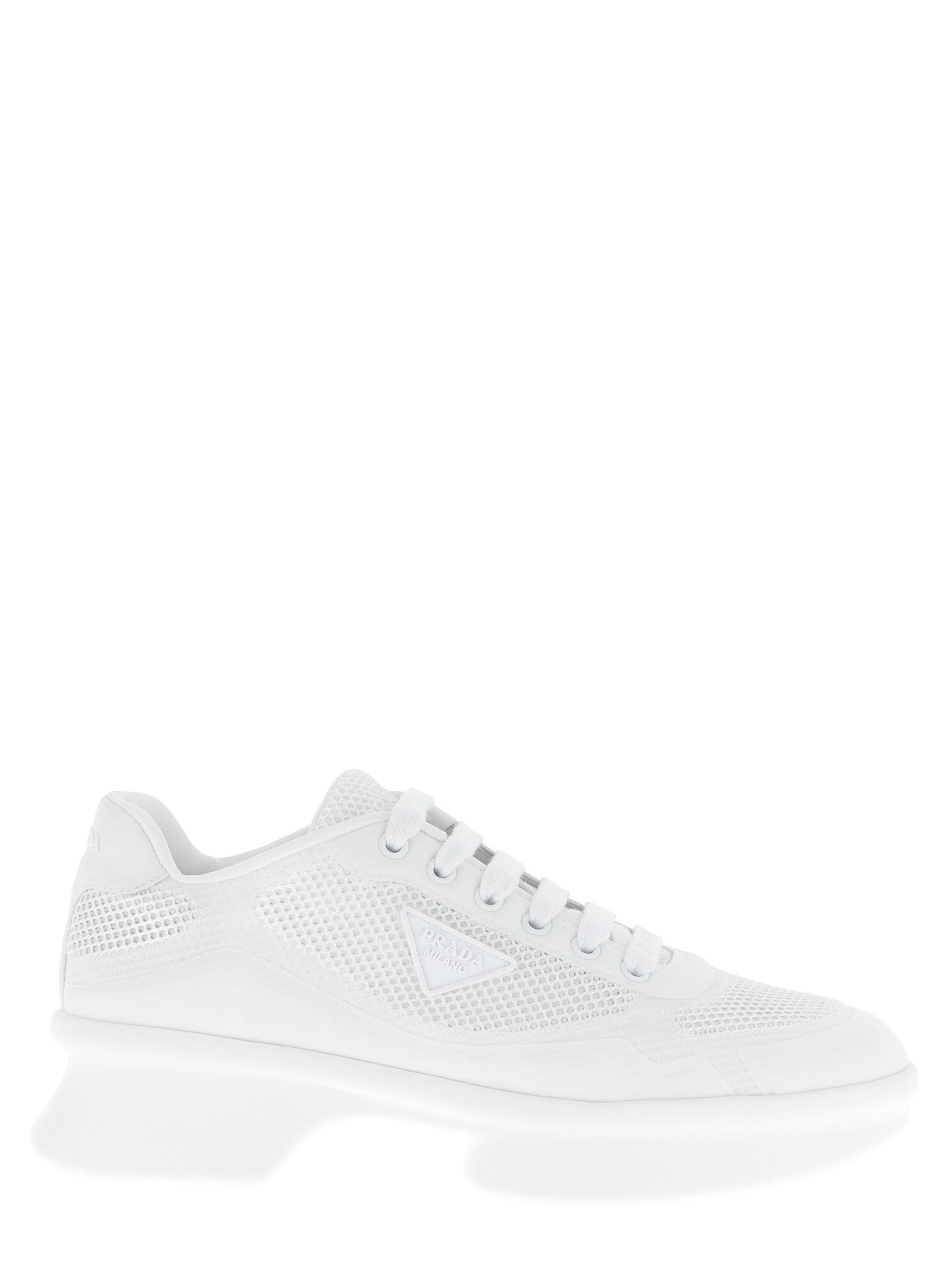 White Polyester Athletic Sneakers