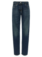 Blue Cotton Straight-Leg Jeans