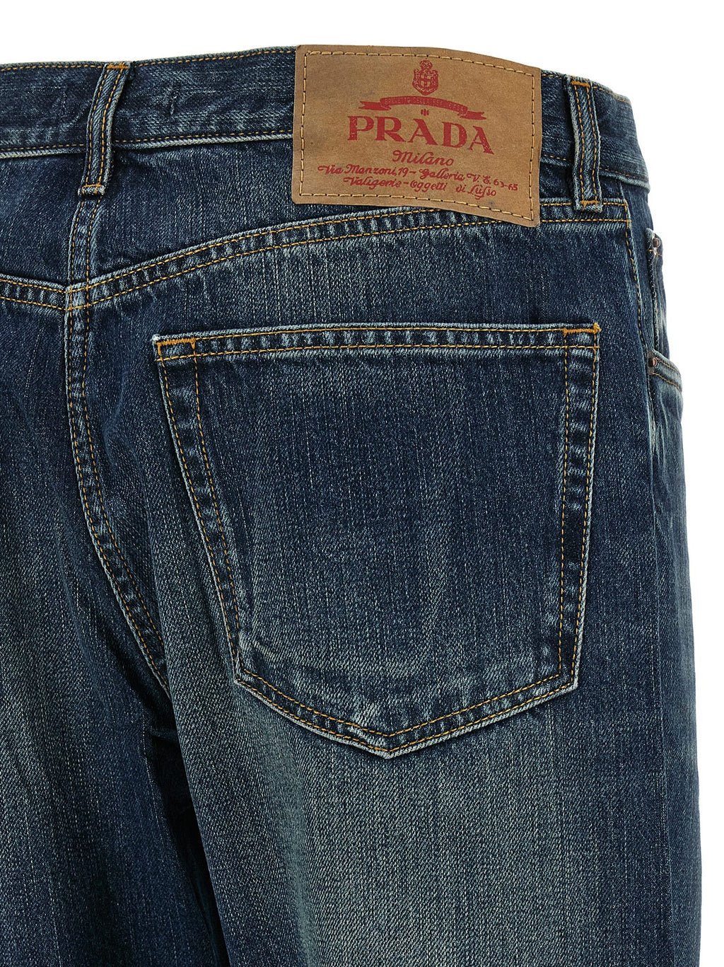 Blue Cotton Straight-Leg Jeans