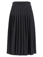 Gray Virgin Wool Midi Skirt