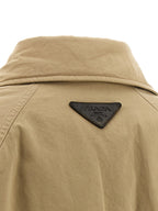 Beige Cotton Full-Length Jacket