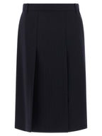 Blue Virgin Wool Midi Skirt