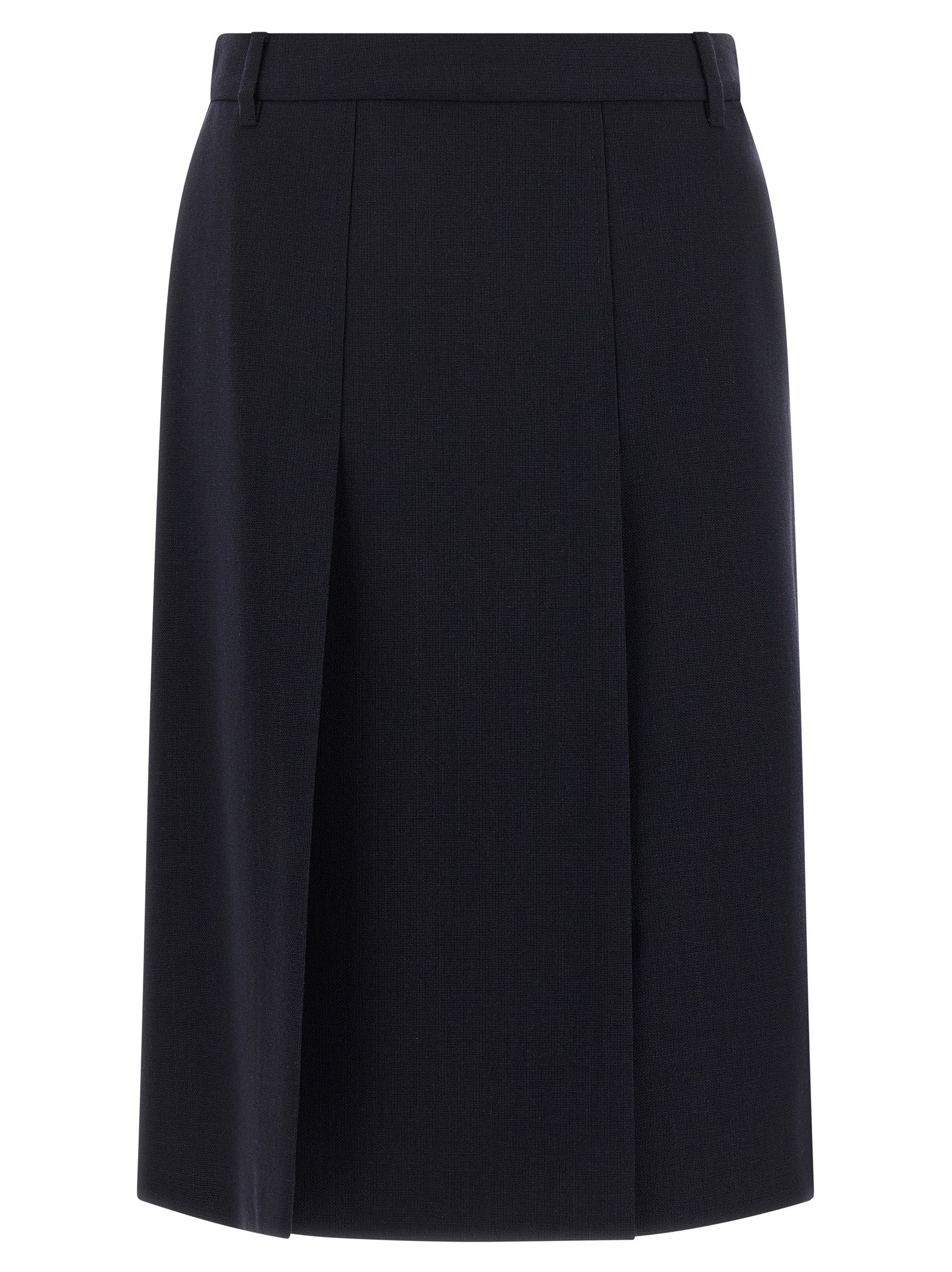 Blue Virgin Wool Midi Skirt