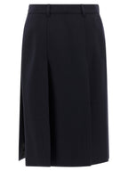 Blue Virgin Wool Midi Skirt