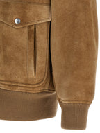 Beige Lamb Leather Bomber