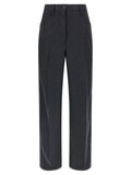 Gray Virgin Wool Casual Pants