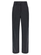 Gray Virgin Wool Casual Pants