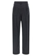 Gray Virgin Wool Casual Pants