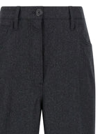 Gray Virgin Wool Casual Pants