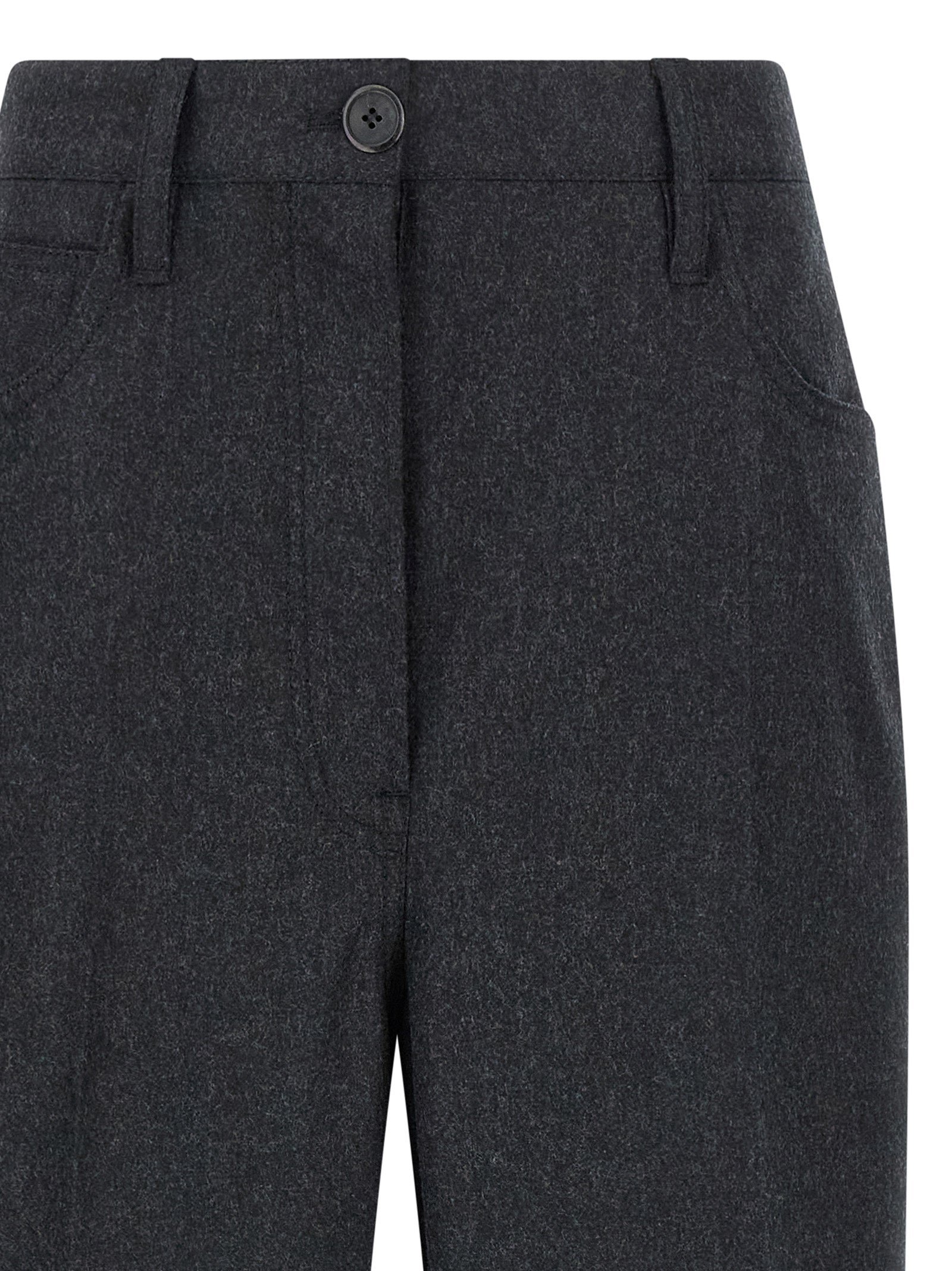 Gray Virgin Wool Casual Pants