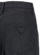 Gray Virgin Wool Casual Pants
