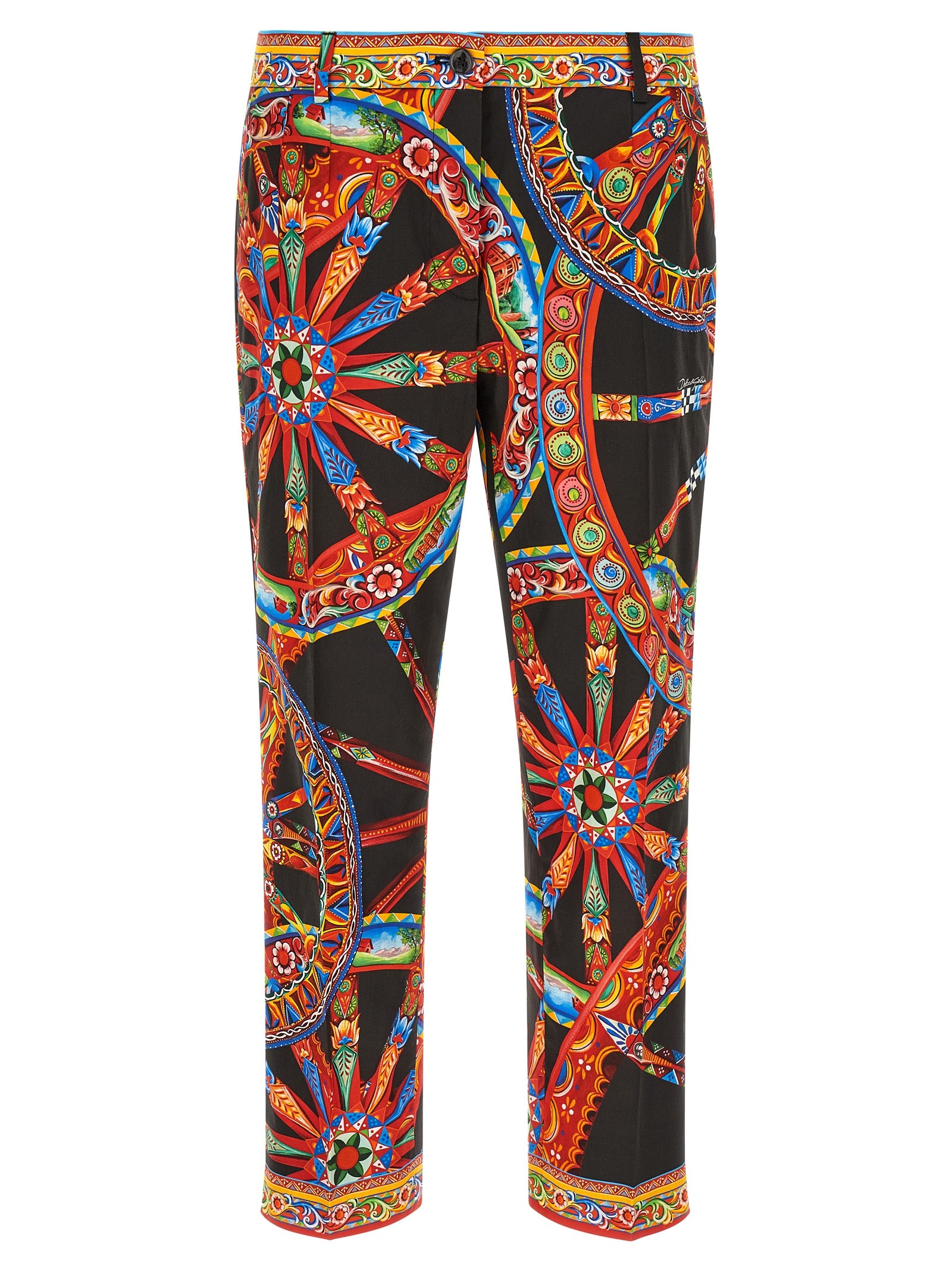 Multicolor Cotton Casual Pants