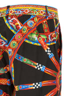 Multicolor Cotton Casual Pants