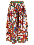 Multicolor Cotton Midi Skirt