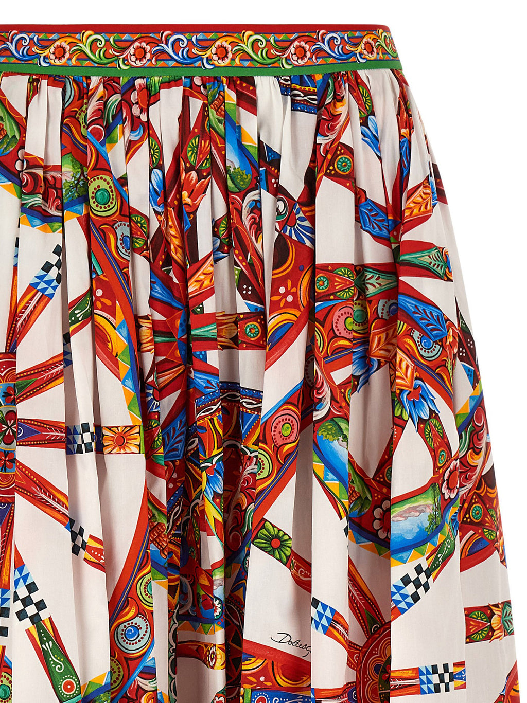 Multicolor Cotton Midi Skirt