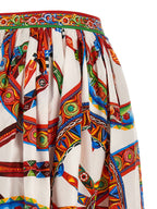 Multicolor Cotton Midi Skirt