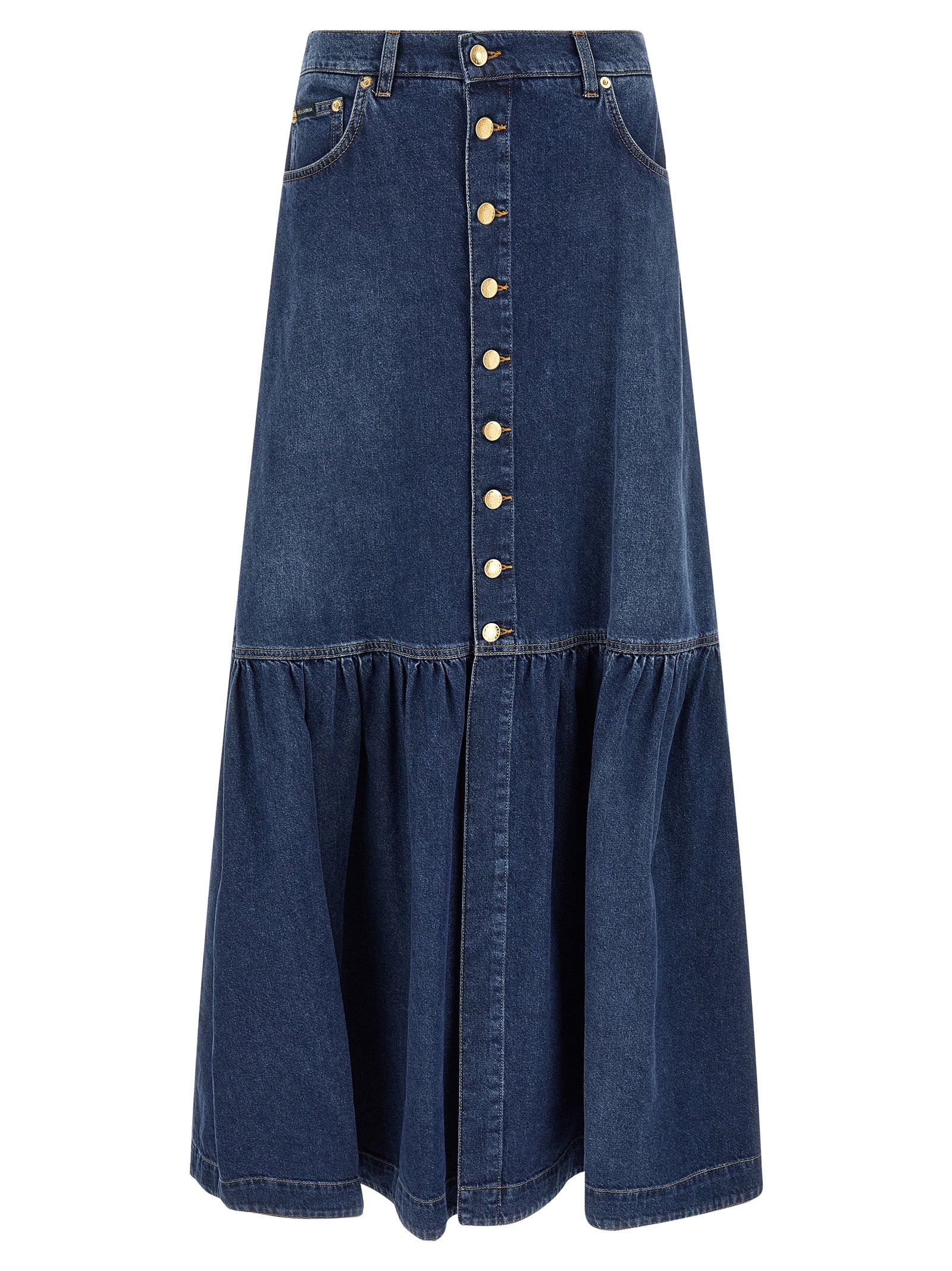 Blue Cotton Mini Skirt
